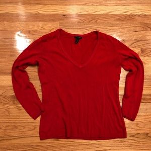 NY&Co V Neck Women’s Sweater, red  / Size: XL